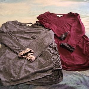 Women's Two 3/4 Sleeve Pull Over Shirts Size S